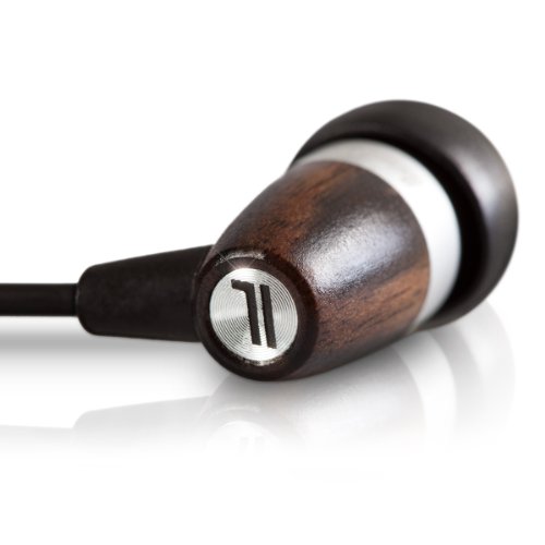 JLab Audio Wood and Metal Fusion Natural Acoustic Sound Earbuds Style Earphones - Ebony/Titanium