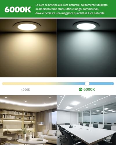 HOMEOW 12 x Recessed LED Spotlights for Plasterboard, 220 V 7 W 6000 K Cool Light Spotlights for Recessed Interior LED Spotlights, IP44 Spotlight for Bathroom, Diameter 118 mm, Hole Diameter 95-110 mm