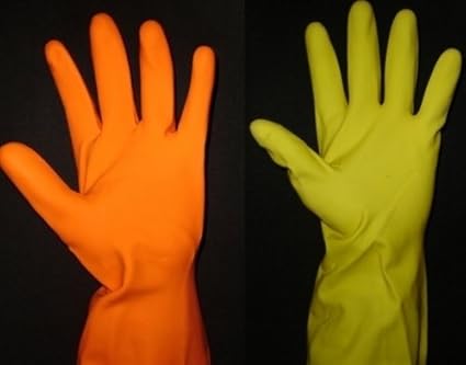 SAFEYURA Rubber Latex, Reusable Hand Gloves for Dish Washing, Cleanin, Large (Yellow)-Pack of 3