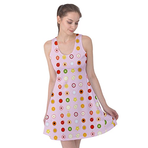 PattyPattern Womens Fruit Mini Icon Set Pattern Reversible Sleeveless Dress (s, light pink)