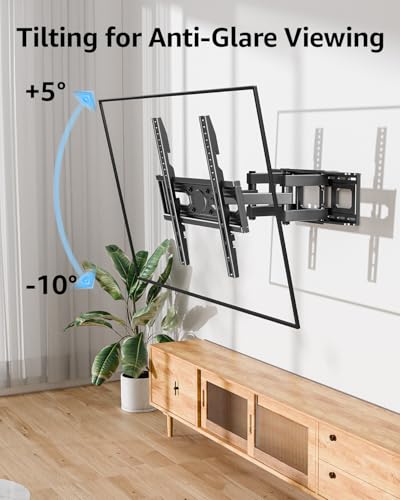 MOUNTUP TV Wall Mount for 32-65 Inch Flat Curved LED LCD Screen TVs Full Motion TV Mount, Tilt Swivel Extension Wall Mount TV Bracket with Dual Articulating Arms, Max VESA 400x400mm, Holds up to 99lbs