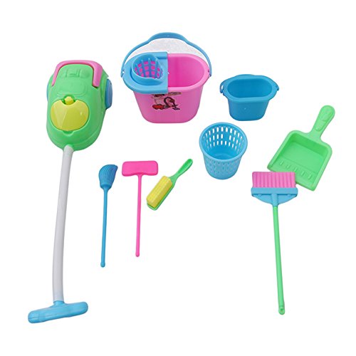 image for Rurah 9Pcs Mini Cleaning Set Doll House Decoration Home Furniture Furn