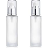 TUPANDY 2PCS 100ml/3.3oz Empty Clear Glass Lotion Pump Bottles Travel Frosted Clear Sample Packing Makeup Cosmetic Container Storage Dispenser Jar for Essential Oils Lotions Cream DIY Skin Care