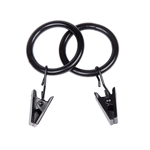 Kenney Window Curtain Clip Rings, Set of 14, Black