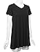Made by Johnny WT1057 Womens V Neck Short Sleeve Pleats Tunic Top L Black