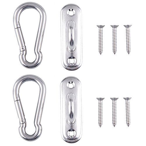 Faswin 2 piece Stainless Steel Eye Pad Anchor Mount with Carabiner