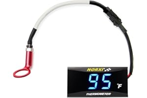 Norxi Universal Digital Engine Temperature Meter Fahrenheit Digital Engine Temperature Gauge with 10 or 14mm Probe Sensor Adapter for Most Marine ATV Generator Lawn Tractor Motorcycle(Blue,14mm)