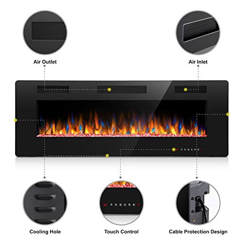image for Joy Pebble 50 Inches Electric Fireplace, in-Wall Recessed and Wall Mou