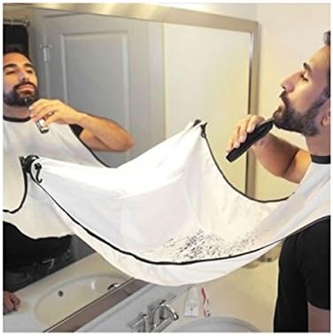 Wonpurs Beard Catcher Bib, Beard Shaving Bib Catcher for Easy Clean Up &amp; a Clog-Free Drain – Grooming Cape Gift Ideas for Men (White)