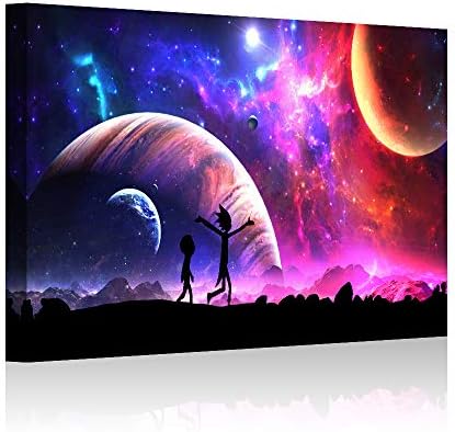Amazon Com Haoshunda Rick And Morty Oil Painting On Canvas Posters And Prints Decoracion Wall Art Picture Living Room Wall 12 X 18 Artwork 06 Posters Prints