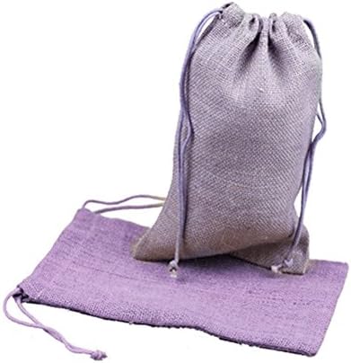 (Pack of 12) Mini Burlap Bags with Jute Cord Drawstring Wedding Favor Pouches (6" x 10", Lavender)