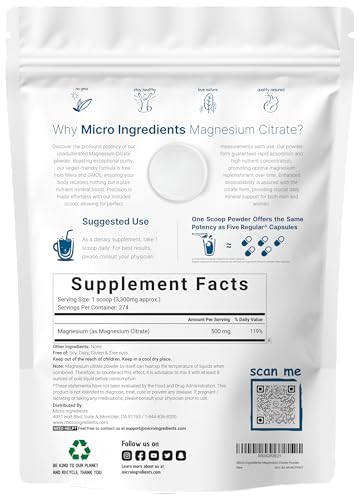 Pure Magnesium Powder, 2lbs | Magnesium Citrate Powder | Unflavored | Relaxation and Nutrient Utilization | Easily Absorbed | Non-GMO, Vegan