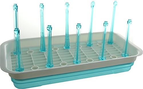 ChaBabee Blue Multi-Purpose, Universal, Adjustable Removable Peg Kitchen Countertop Drying Rack - Dry, Organize, Store Baby Bottles, Utensils, Glasses, Cooking pan lids, Drinking Bottles etc