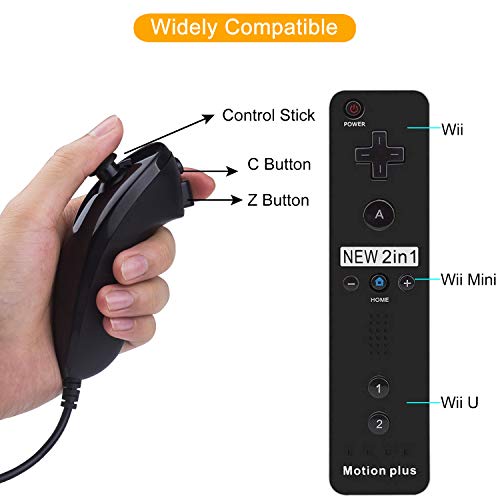 image for ECRAB Wii Remote Controller with Motion Plus and Nunchuck Controller f