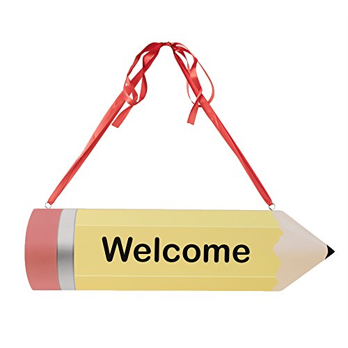 Guidecraft Welcome Pencil Sign - Single-Sided Hanging Childrens Classroom Educational Sign School Supply Decorations