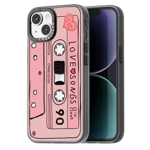 casevivid Compatible for iPhone 13 Case Cute Aesthetic - Durable Fashion Funny Phone Case - Girly Cassette Tape Pattern Print Cover Design for iPhone 13 6.1" Black