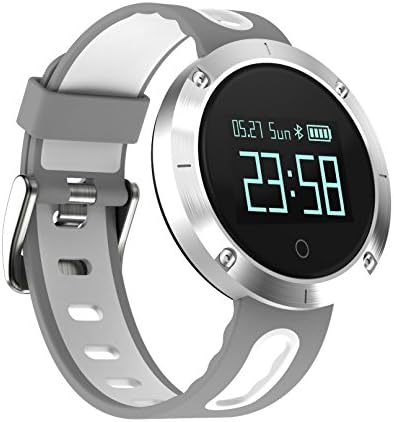 IOS Android Fitness Tracker Watch Waterproof Smartwatch for Samsung iPhone with Blood Pressure Heart Rate Monitor Step Counter Calories Find a Phone Grey & White