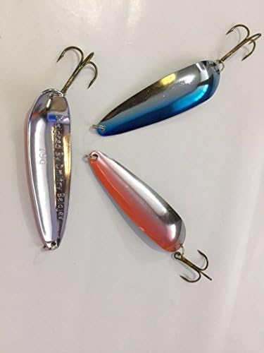 2 X Silver red + 1 X silver blue 19g spoon lures / spinner baits / fishing bait spinners for fresh &amp; salt water. Professional spoon-baits!!! 3 pieces!!!