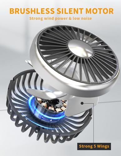 Loiisgy Car Fan for Backseat Dual Head Hose, USB Car Rear Seat Fan with 2 Independent Heads and Lights, 3 Speeds and 360 Degree Rotatable Cooling Car Fans