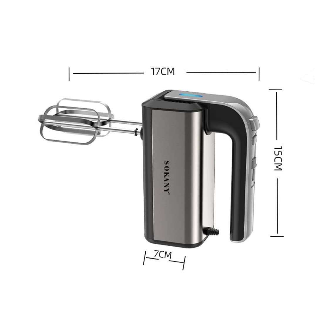 SOKANY 800W Handrührgerät Edelstahlkneter Handmixer, 5 Geschwindigkeiten mit Exit-Taste, Handrührer mit 2 Knethaken & 2 Rührbesen (CX-6651) 7