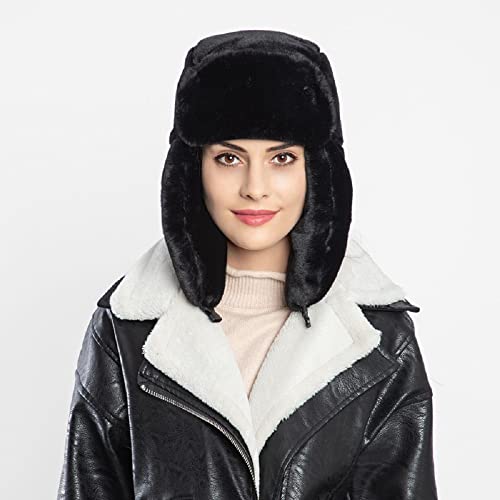 Women Men Faux Fur Trapper Hat Furry Trooper Ushanka Bomber Hats