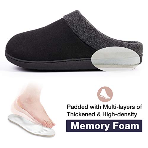 homeideas men's woolen fabric memory foam house slippers