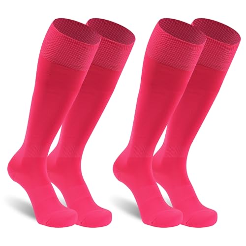 Dsource 2 Pairs Youth Soccer Socks, Adult Over the Calf Socks for Men Youth Tube Soccer Sock Men Solid Soccer Football Socks Pink M at Amazon