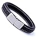 Urban Jewelry Elegant Black Cuff Genuine Leather Bracelet for Men with Elegant 316L Stainless Steel Clasp