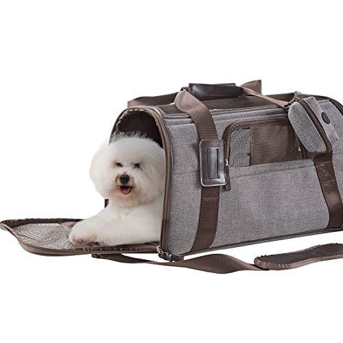 SCM-Pets-Fluggesellschaft-zugelassen-weichen-Faltbox-Hand-tragen-tragbar-Tasche-Home-fr-kleine-Hunde-Katzen-und-Welpen-Multi-Grey-44-x-25-x-28-cm