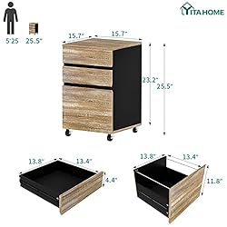 YITAHOME 3 Drawer Mobile File Cabinet, Rolling