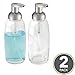 mDesign Refillable Glass Foaming Hand Soap Dispenser - Foam Soap Pump Bottle Container for Bathroom Counter Top - Decorative Foam Soap Dispenser - Malloy Collection - 2 Pack - Clear/Brushed