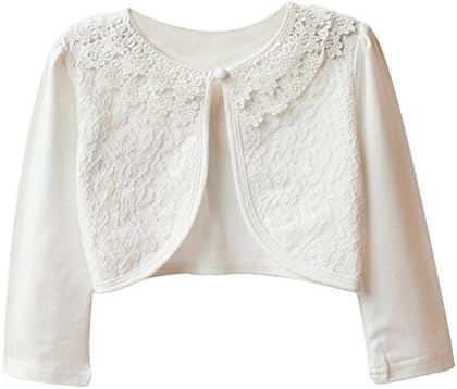 Kids Girls Bolero Shrug Lace Patchwork Short/Long Sleeve Dress Cover Up Cardigan Jacket Top
