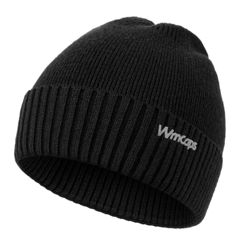 Wmcaps Beanie Kintted Hats for Men Women, Soft Warm Unique Material Winter Stocking Skull Cap with Reflective Logo
