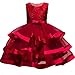 Cute Dresses for Girls 7-8 Knee Length Sleeveless Prom Dress Red Size 5 Bridesmaid Lace A-Line Fall Winter Dress for Little Girls Christmas Party Elegant Father Daughter Dance Dress (Red 130)