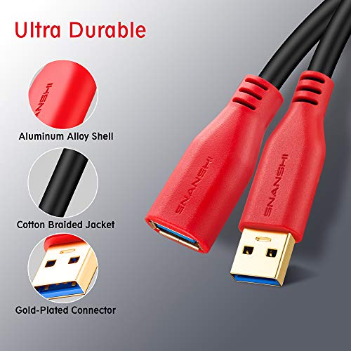 USB3.0 Extension Cable 3ft, SNANSHI USB 3.0 Extender Cord Type A Male to Female Extension Cable Compatible for USB Flash Drive, Card Reader, Hard Drive,Keyboard, Printer, Oculus VR, Playstation, Xbox