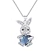 EleQueen Women's Silver-tone Bunny Heart Pendant Necklace Adorned with Austrian Crystals