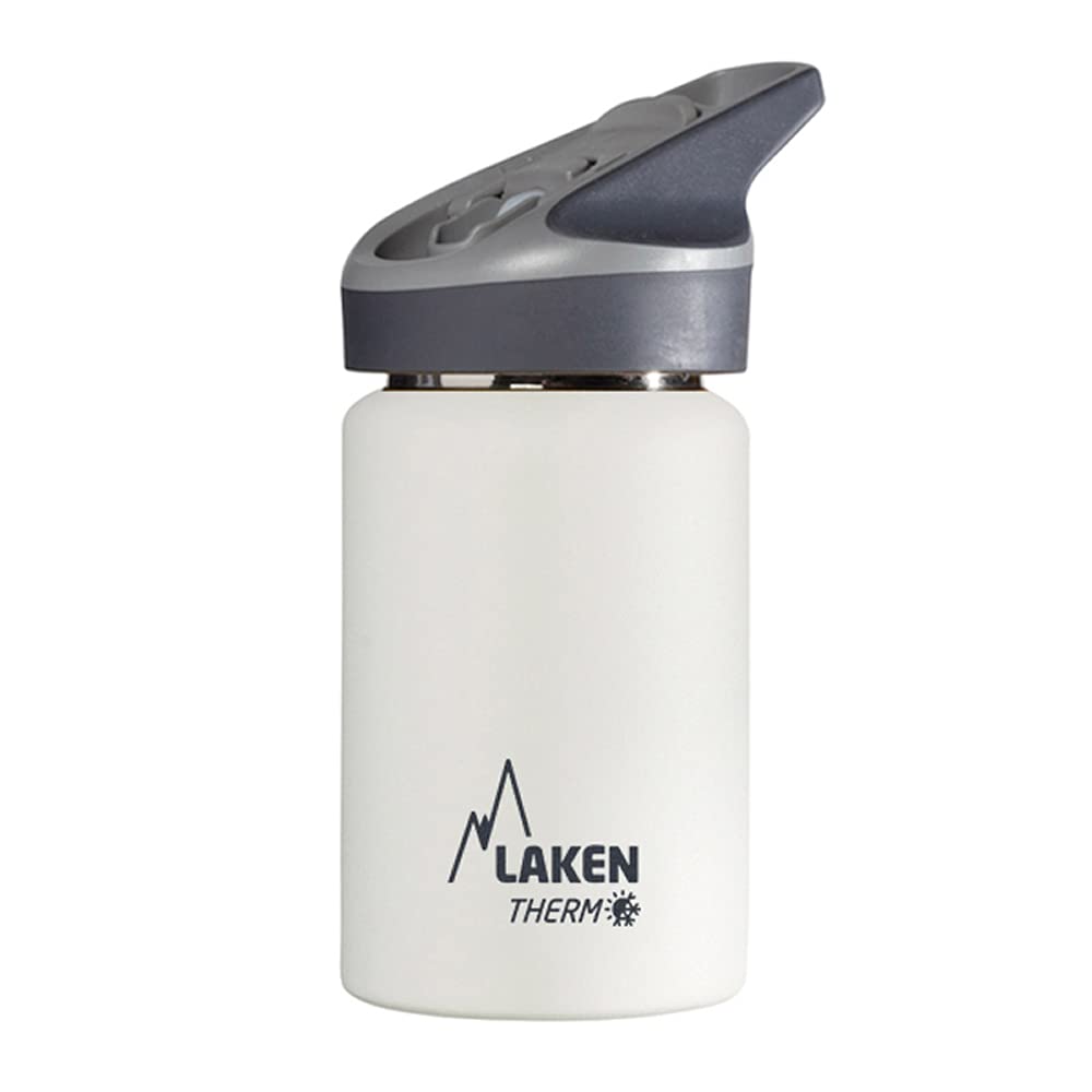 LAKEN Jannu 18/8 Stainless Steel Double Wall Vacuum Insulated Thermal Water Bottle. Up to 24 Hours Cold, White, 350 ml