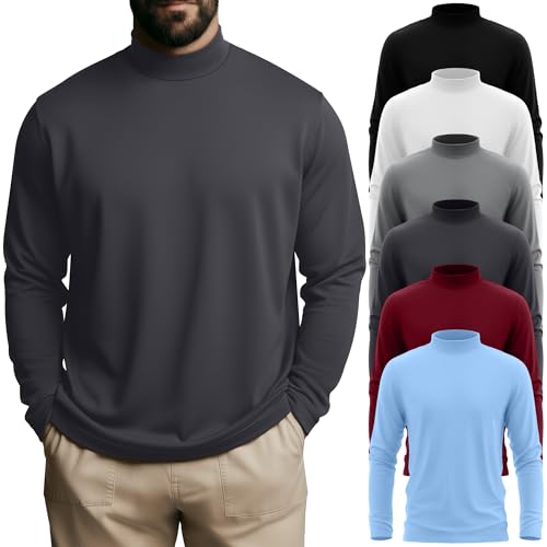 Oakgarden 6 Packs Men's Big and Tall Mock Neck Long Sleeve Tops 6Color 4XL at Amazon