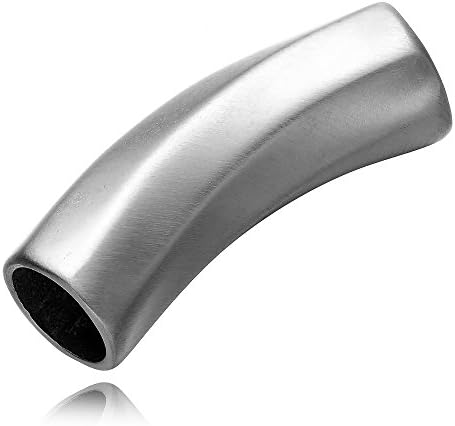 REAMOR 5Pcs 8mm 316l Stainless Steel Bent Cylinder European Charms Tube Beads For Handcraft Jewelry(Frosted)
