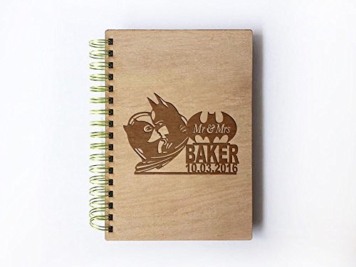 Click Here to See More Images Wedding Guest book (wood) - notebook - Batman and Catwoman