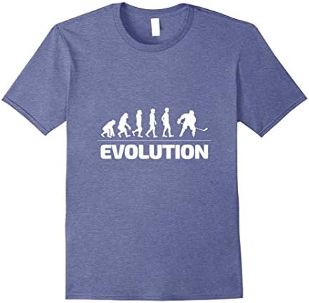 Men's Ice Hockey T-Shirt Funny Hockey Player Evolution Tee XL Heather Blue