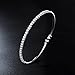 Expandable Bangle 18K White Gold Plated Crystal Cubic Zirconia Rhinestone Open Cuff Bracelet for Women Girls 6.5