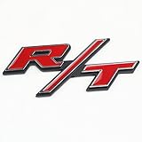 Btopars Red With Chrome R/T RT Side Fender Trunk Hatch Emblem Badge Sticker for Dodge Challenger Charger Ram Avenge