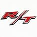 Btopars Red With Chrome R/T RT Side Fender Trunk Hatch Emblem Badge Sticker for Dodge Challenger Charger Ram Avenge