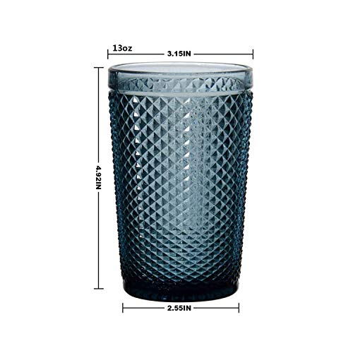 PNKJ Altmodisches Glas, Nieten-Design, Highball-Trinkgläser, Eistee-Getränkeglas, 368 ml, 6 Stück – Bild 3