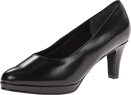Fitzwell Women's PEPE Black Leather Casual Dressy Pumps Shoes (7.5 M, Black Kid)