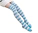 DAZCOS Striped Thigh High Socks Elastic Over The Knee Knit Stockings for Daily or Anime Cosplay (Light blue+White)