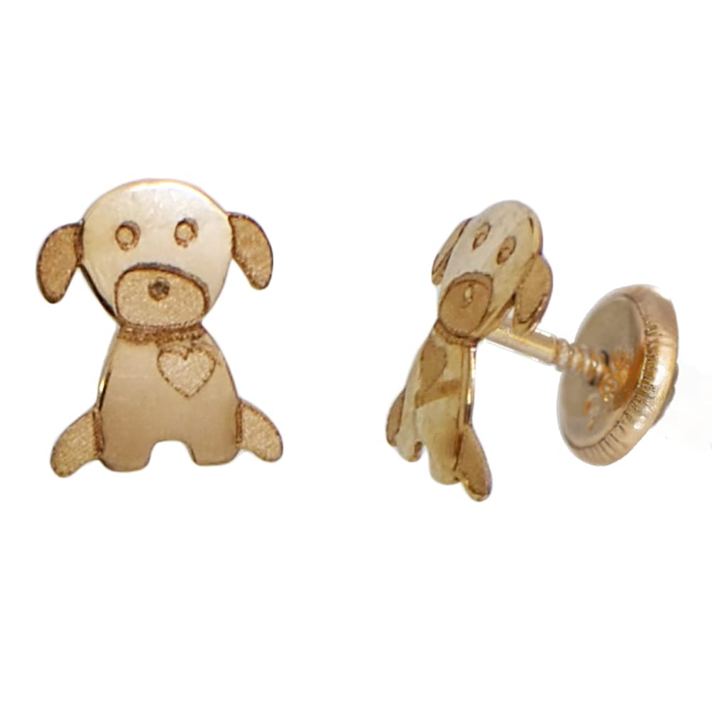 I Be Dog with Heart Stud Earrings 14 K Gold 6x6,5 mm, 35585213001P