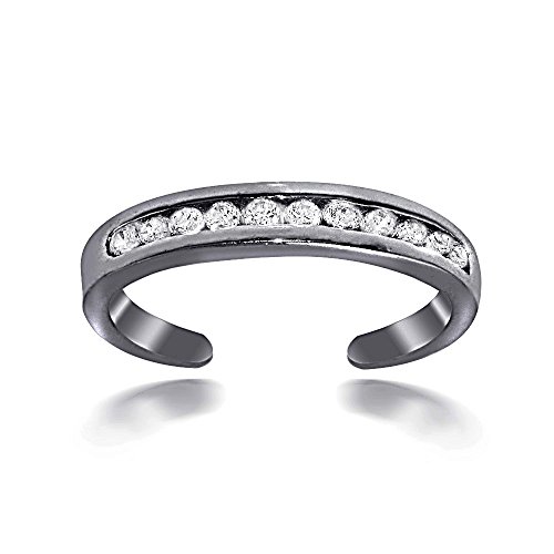 Hoops & Loops Black Flash Sterling Silver Channel-Set Cubic Zirconia Toe Ring
