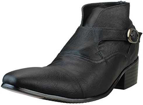 Endevice Men's Dress Boots Dress Shoes Ankle Booties Monk Strap Buckle Red Sole Shoes Men's Rhinestone Straight Tip Shoes, Black, 42 M EU / 9-9.5 D(M) US